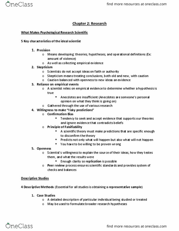 PSY 120 Lecture Notes - Lecture 2: Intellectual Disability, Statistical Significance, Blind Experiment thumbnail