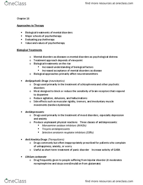 PSY 121 Lecture Notes - Lecture 16: Clinical Trial, Therapeutic Relationship, Neuro-Linguistic Programming thumbnail