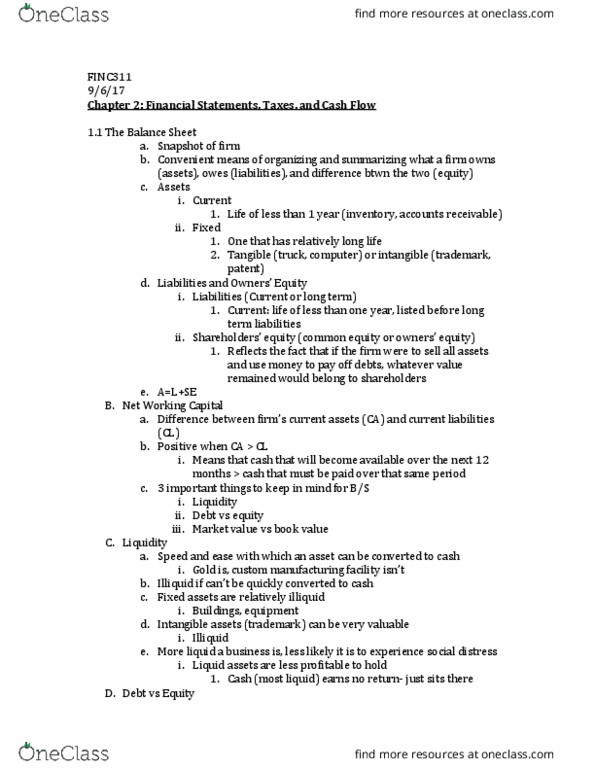 FINC311 Chapter Notes - Chapter 2: Matching Principle, Income Statement, Earnings Management thumbnail
