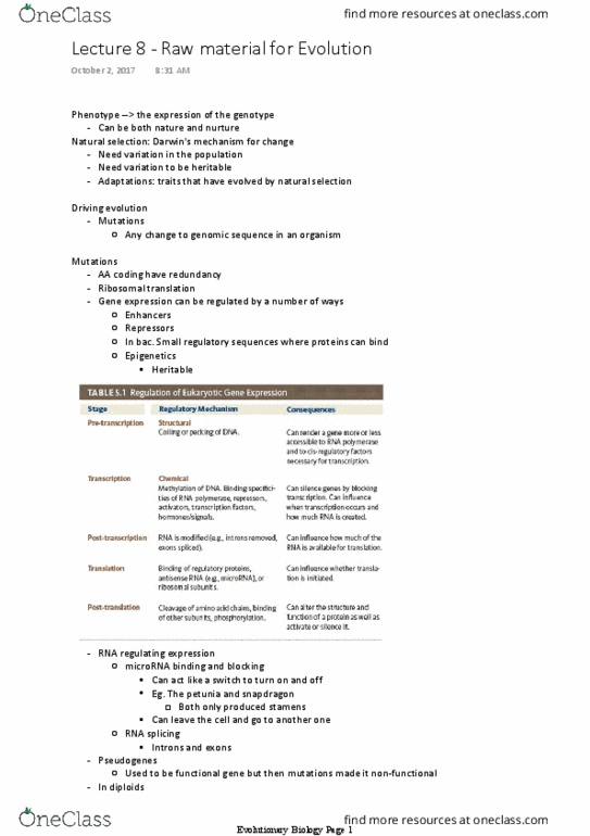 BIO 3122 Lecture Notes - Lecture 8: Meiosis, Quantitative Trait Locus, Guatemalan Civil War thumbnail