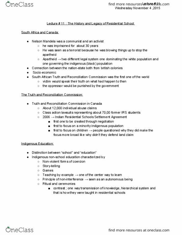 EAS 1101 Lecture Notes - Lecture 11: Campbell Scott, American Indian Boarding Schools, Population Connection thumbnail