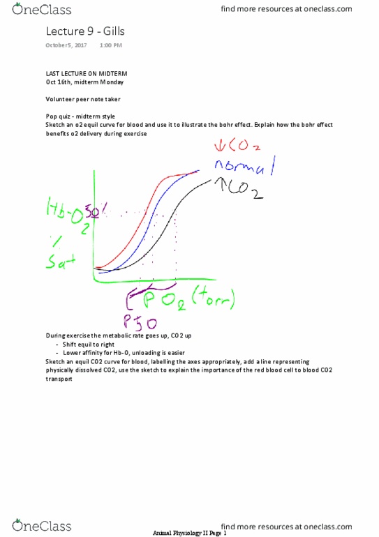BIO 3302 Lecture Notes - Lecture 9: Blood Gas Tension, Respiratory Epithelium, Hematocrit thumbnail