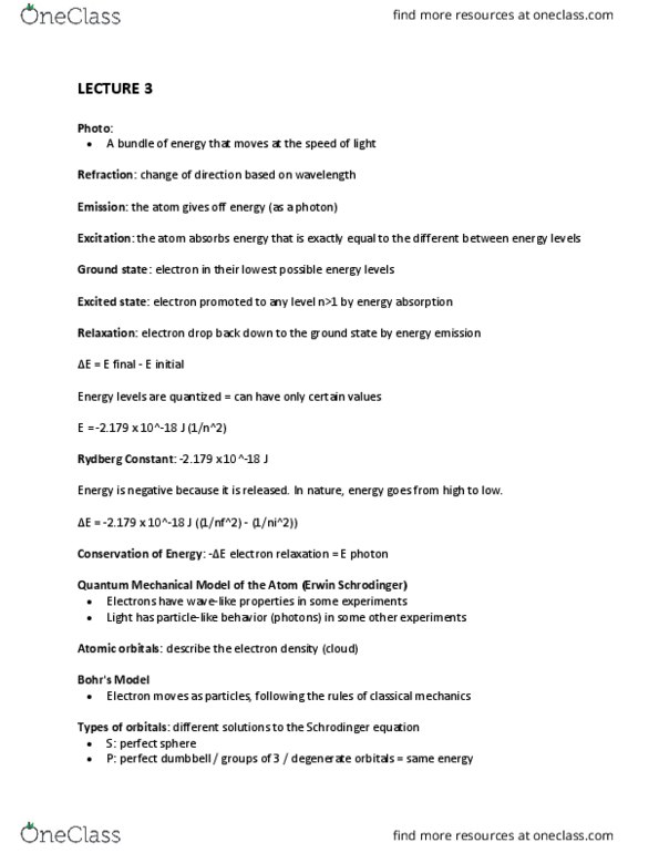 CHEM 101 Lecture Notes - Lecture 3: Electron Configuration, Pauli Exclusion Principle, Alkali Metal thumbnail