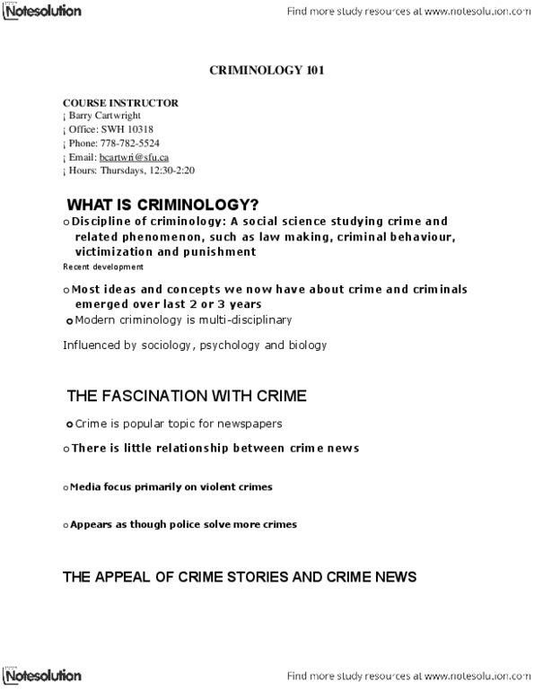CRIM 101 Lecture Notes - Mens Rea, Actus Reus thumbnail
