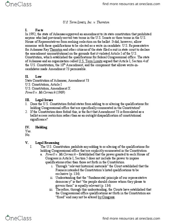 PSC 4361 Chapter Notes - Chapter 3: John Paul Stevens, Article One Of The United States Constitution, United States Congressional Delegations From West Virginia thumbnail