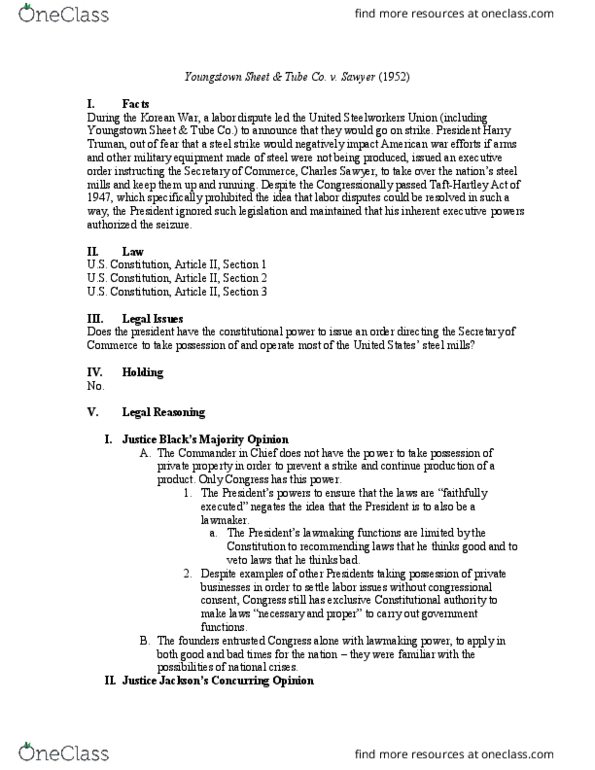 PSC 4361 Chapter Notes - Chapter 5: Case Citation, United Steelworkers, Implied Powers thumbnail