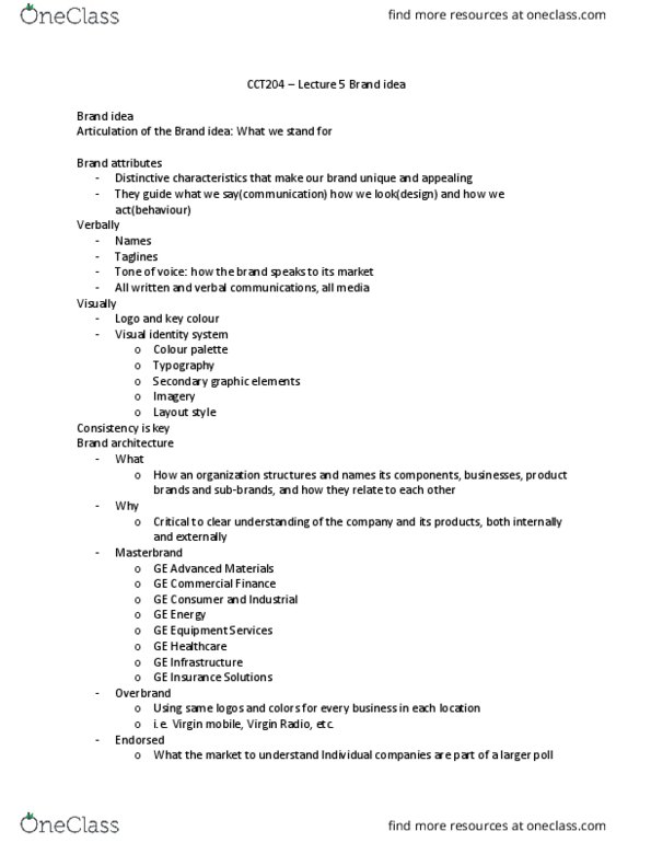 CCT204H5 Lecture Notes - Lecture 5: Cmyk Color Model, Ge Commercial Finance, Ge Infrastructure thumbnail