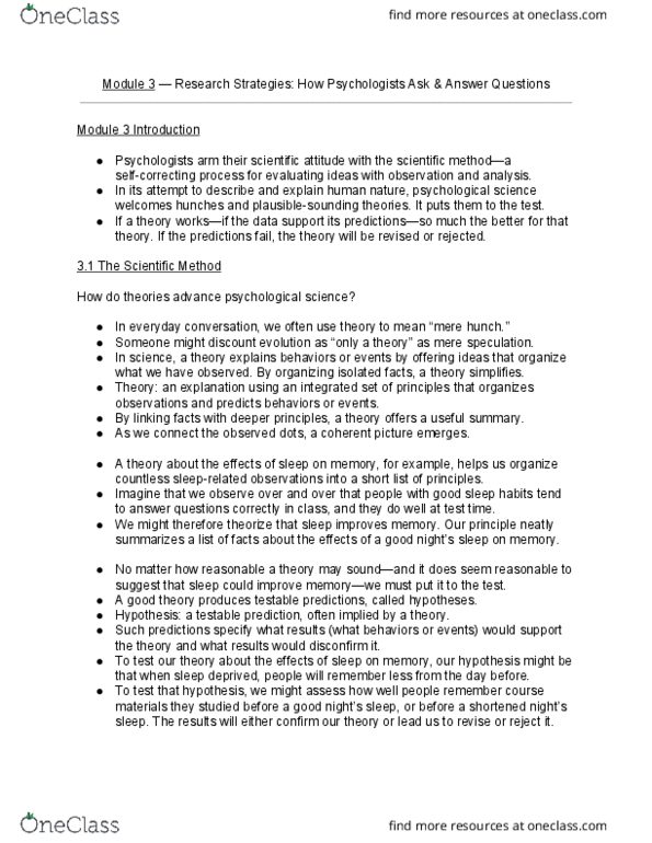 PSYC 1010 Chapter 3: PSYC 1010: Module 3 Textbook Notes thumbnail