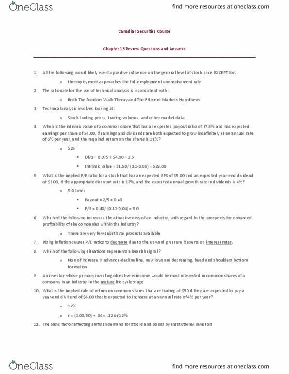 Business Administration - Financial Planning RFC225 Chapter Notes - Chapter 13: Canadian Securities Course, Yield Curve, Efficient-Market Hypothesis thumbnail