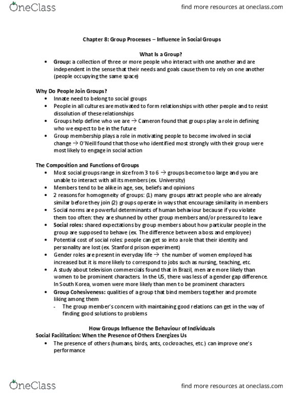 Psychology 2720A/B Chapter Notes - Chapter 8: Transformational Leadership, Future Group, Social Dilemma thumbnail