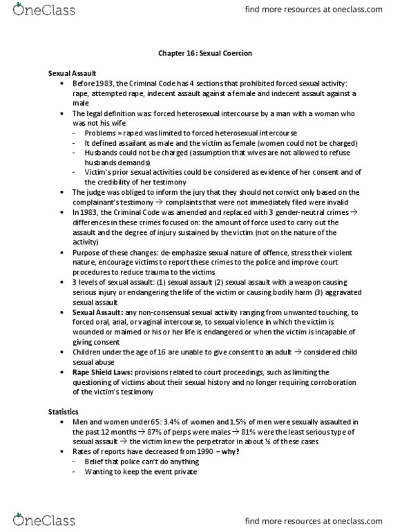 Psychology 2075 Chapter Notes - Chapter 16: Antiandrogen, Sexual Predator, Cognitive Restructuring thumbnail