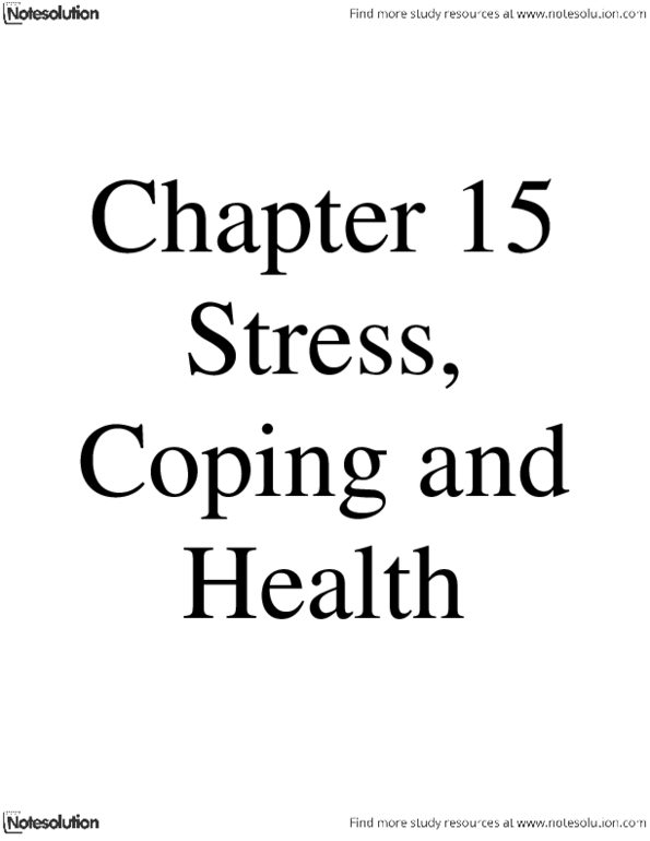 Psychology 1000 Chapter Notes -Posttraumatic Stress Disorder, Coronary Artery Disease, Sympathetic Nervous System thumbnail