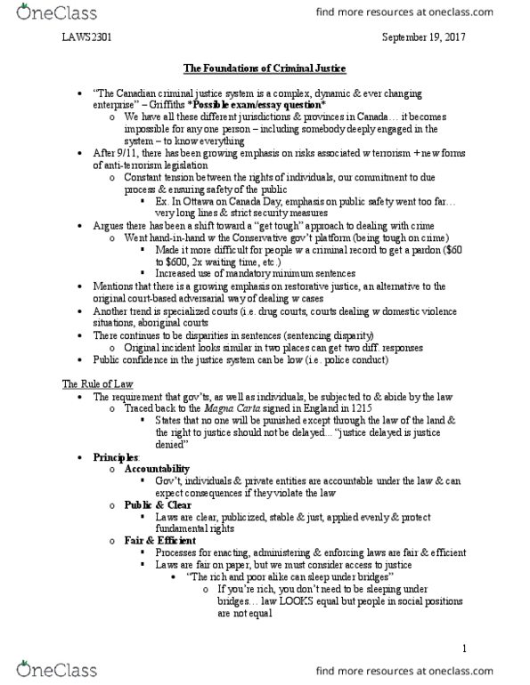 LAWS 2301 Lecture Notes - Lecture 2: Actus Reus, Precedent, Restorative Justice thumbnail