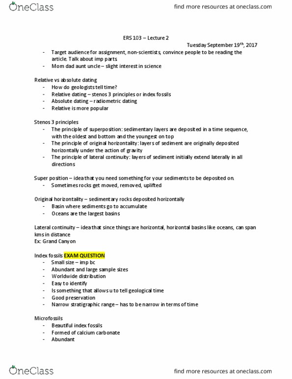 ERS103H5 Lecture Notes - Lecture 2: Geochemistry, Radiometric Dating, Neoproterozoic thumbnail