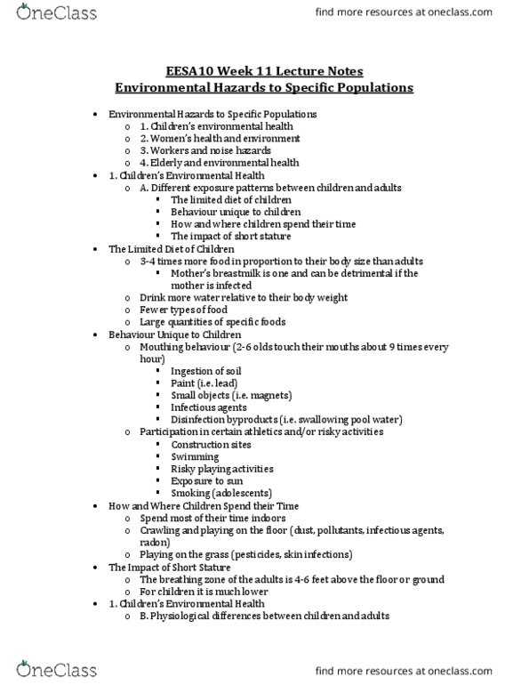 EESA10H3 Lecture Notes - Lecture 11: Occupational Hazard, Environmental Health, Audiology thumbnail
