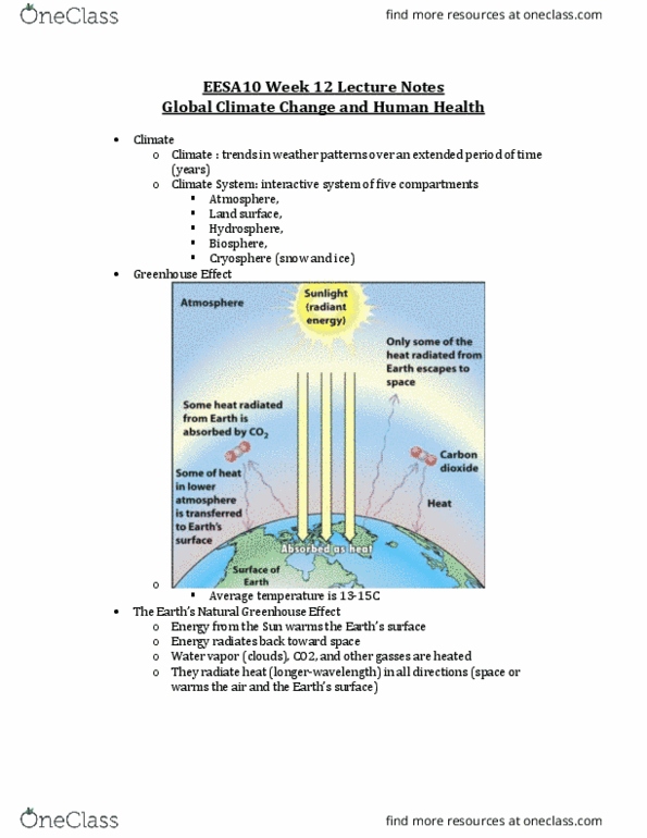 EESA10H3 Lecture Notes - Lecture 12: Ozone Depletion, Kyoto Protocol, Water Vapor thumbnail