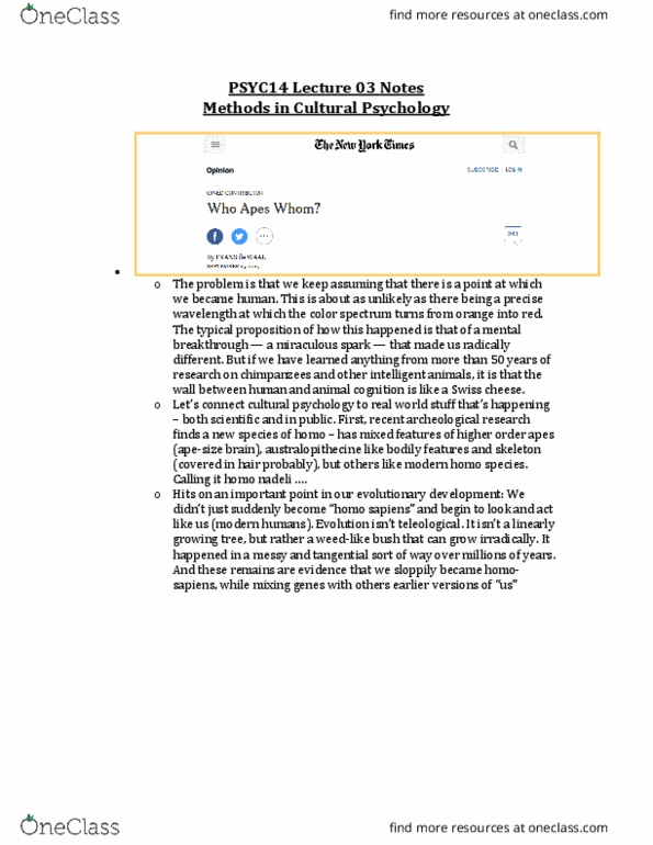PSYC14H3 Lecture Notes - Lecture 3: Joel Osteen, Homo Sapiens, Cultural Psychology thumbnail