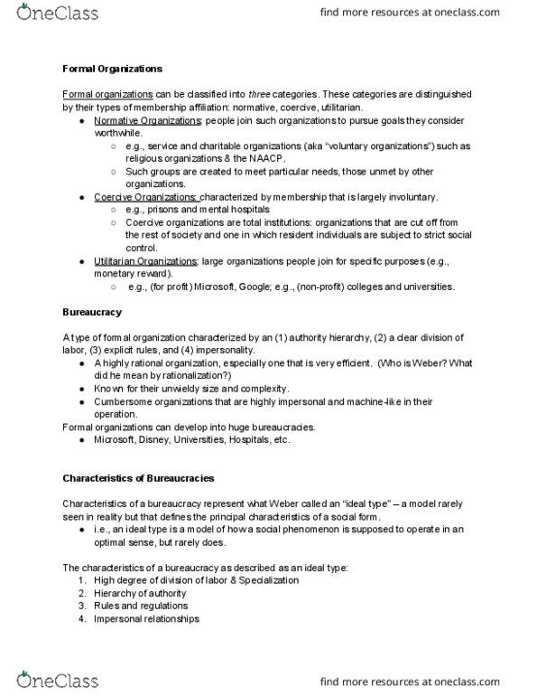 SOC 202 Lecture Notes - Lecture 9: Ideal Type, Mcdonaldization, Ritualism In The Church Of England thumbnail