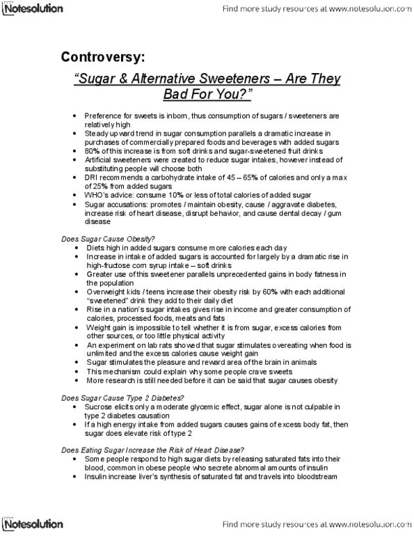 Foods and Nutrition 1021 Chapter Notes -Dental Caries, Diabetes Mellitus Type 2, Tooth Enamel thumbnail