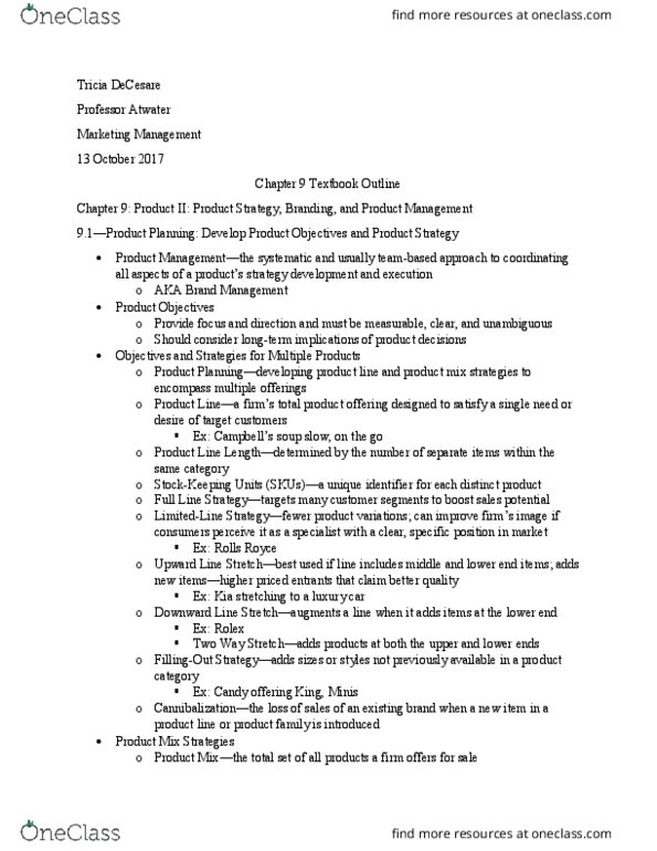 MKTG 2101 Chapter Notes - Chapter 9: Dmaic, Luxury Vehicle, Total Quality Management thumbnail
