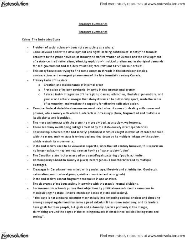 POLB50Y3 Chapter Notes -Electoral District, Quebec Nationalism, Responsible Government thumbnail
