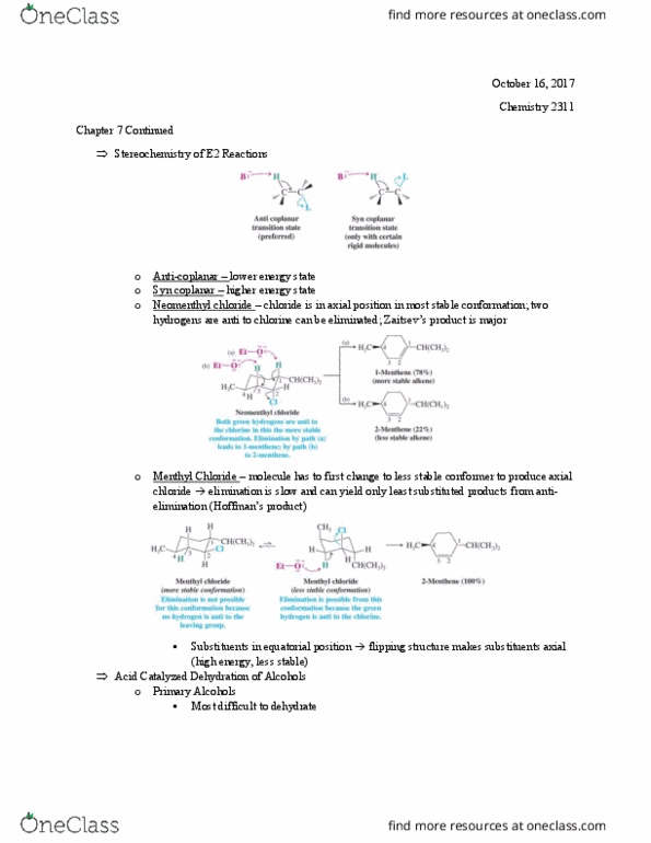 CHEM 2311 Lecture Notes - Lecture 15: Primary Alcohol, Carbon–Carbon Bond, Carbocation thumbnail
