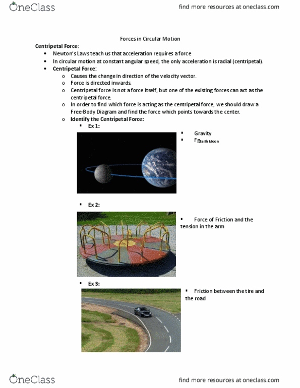 PHYS 1420 Lecture Notes - Lecture 14: Centripetal Force, Acceleration, Circular Motion thumbnail