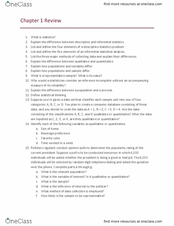 SCO 2550 Chapter Notes - Chapter 1: Statistical Inference, Descriptive Statistics, Statistical Unit thumbnail