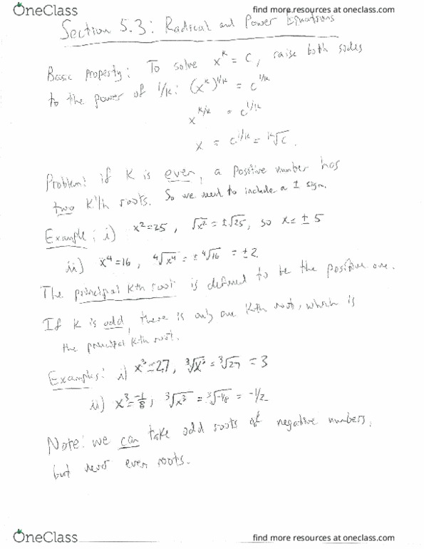 MATH 151 Lecture 12: Section 5.3 - Radical and Power Equations thumbnail