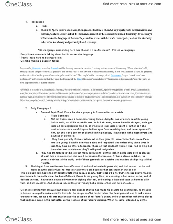 BMGT 380 Lecture Notes - Lecture 5: Coromantee, Oroonoko, Filial Piety thumbnail