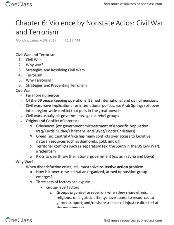 POLSCI 160 Lecture Notes - Lecture 6: Asymmetric Warfare, Arab Spring, National Wealth thumbnail