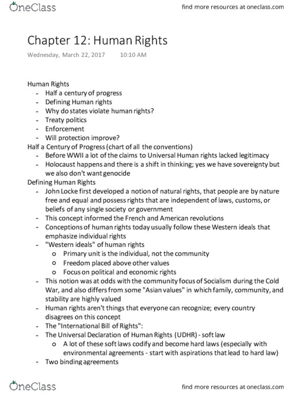 POLSCI 160 Lecture Notes - Lecture 12: International Human Rights Law, House Of Saud, International Covenant On Civil And Political Rights thumbnail
