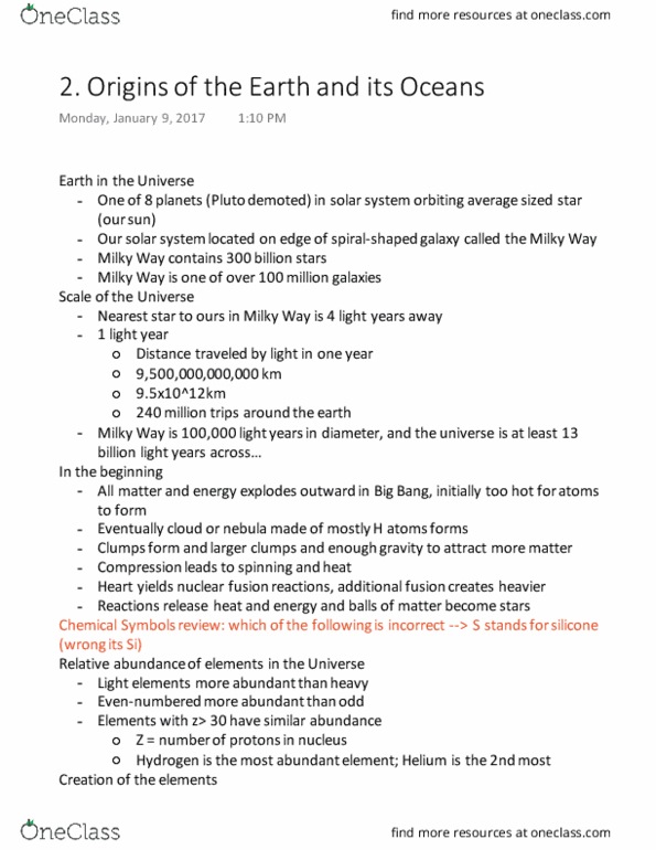 ENVIRON 222 Lecture Notes - Lecture 2: Solar Wind, Planetary System, Outer Core thumbnail