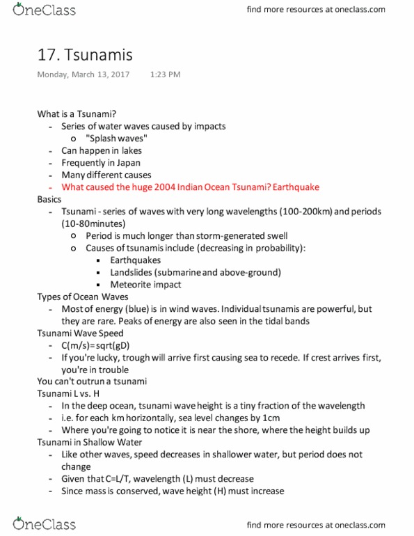 ENVIRON 222 Lecture Notes - Lecture 17: 2004 Indian Ocean Earthquake And Tsunami, Wave Height, Altimeter thumbnail