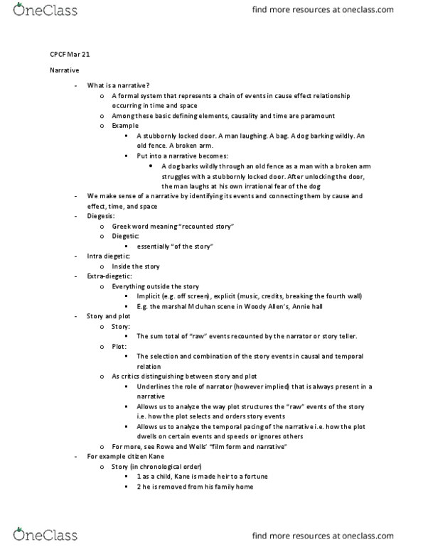 CPCF 1F25 Lecture Notes - Lecture 6: Science Fiction Film, Heist Film, Citizen Kane thumbnail