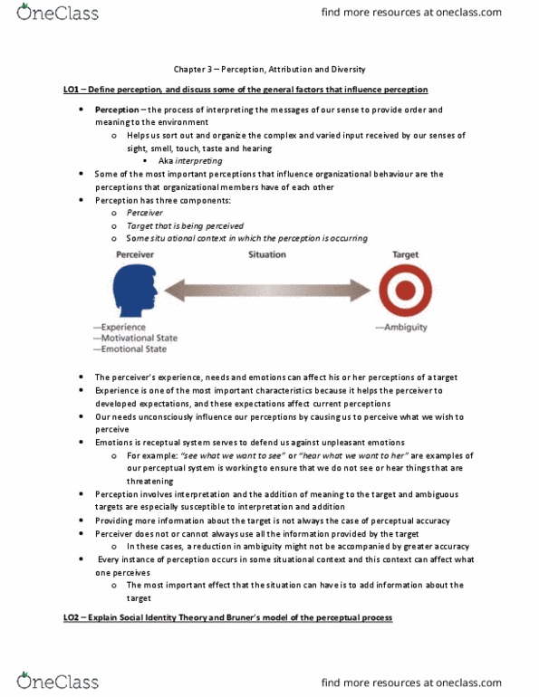 BUS 2090 Chapter Notes - Chapter 3: Selective Perception, Social Perception, Personal Identity thumbnail