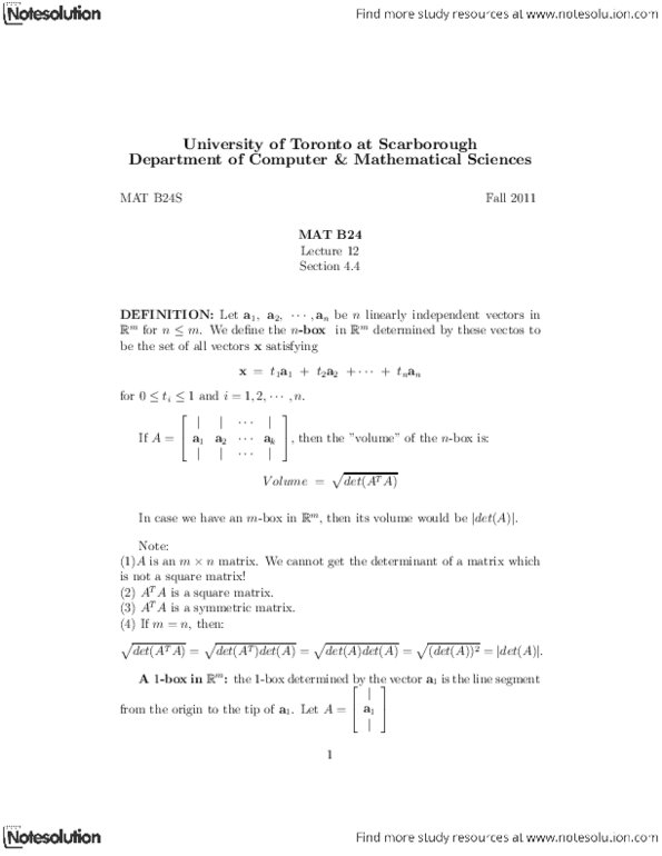 MATB24H3 Lecture Notes - Symmetric Matrix, Parallelogram, Linear Map thumbnail