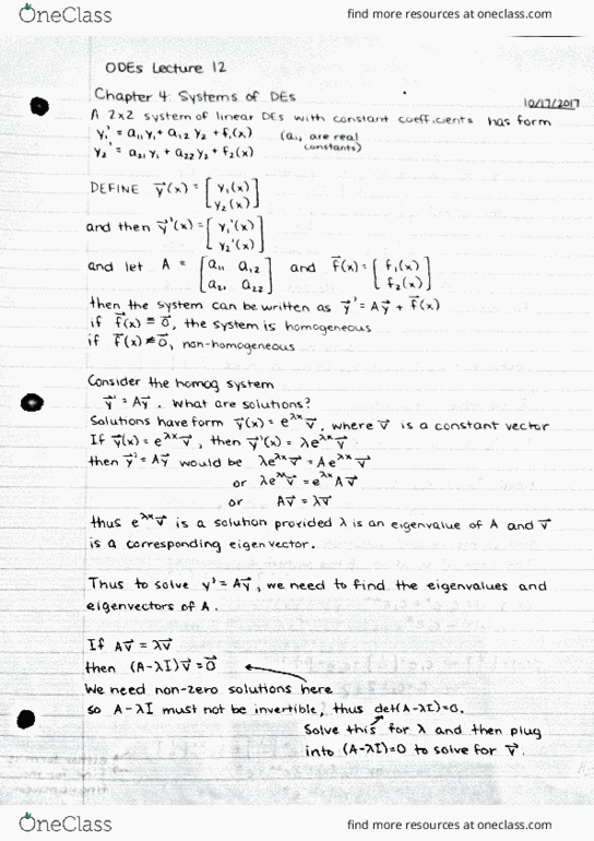 MAT 2384 Lecture 12: Systems of differential equations thumbnail