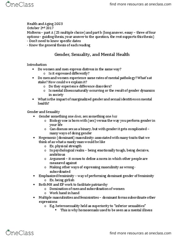 HLTHAGE 2G03 Lecture Notes - Lecture 5: Suicide Attempt, Borderline Personality Disorder, Postpartum Depression thumbnail