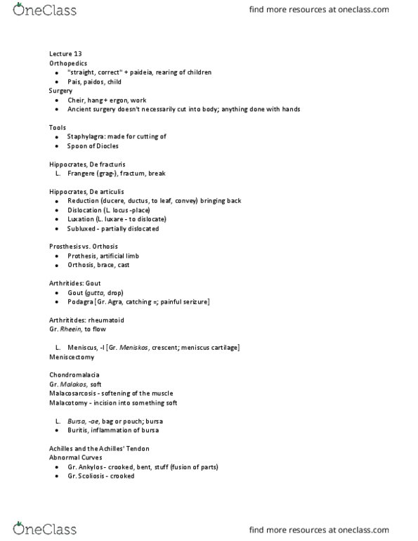 C C 306M Lecture Notes - Lecture 13: Orthotics, Gout, Prosthesis thumbnail