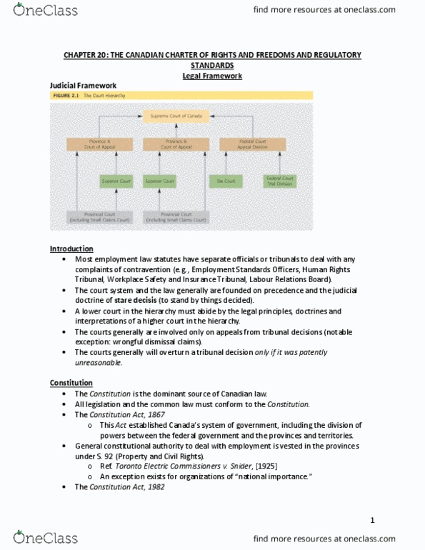 LAW 529 Lecture Notes - Lecture 5: Canadian Charter Of Rights And Freedoms, Constitution Act, 1982, Affirmative Action thumbnail