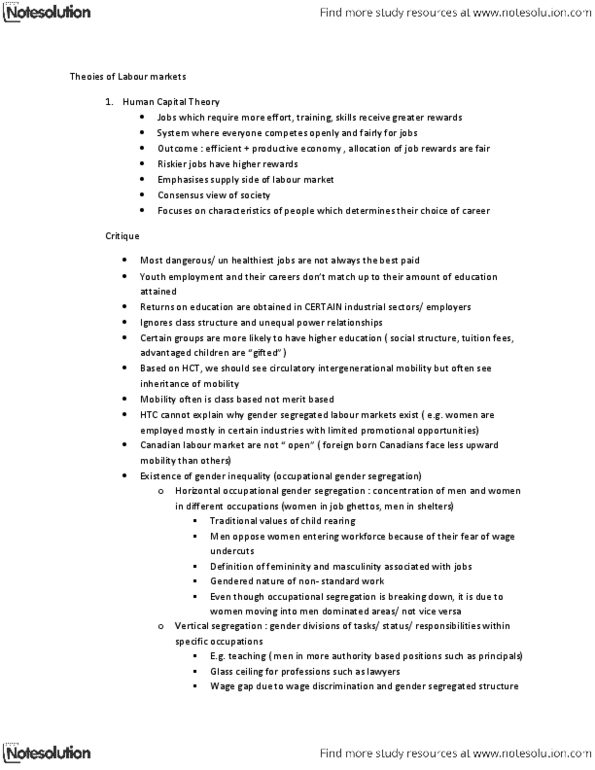 ECO261H5 Lecture Notes - Human Capital, Social Mobility, Occupational Segregation thumbnail