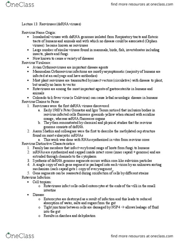 BSC 444 Lecture Notes - Lecture 13: Igor Tamm, Reoviridae, Viral Nonstructural Protein thumbnail