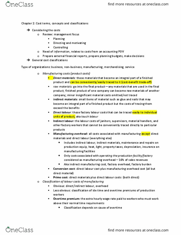 AFM102 Chapter Notes - Chapter 2: Employee Benefits, Financial Statement, Variable Cost thumbnail