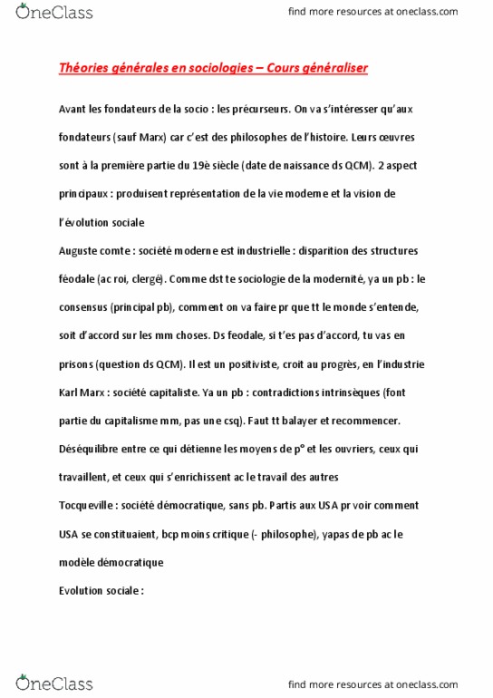 CDN 4101 Lecture Notes - Lecture 1: Auguste Comte, Le Monde, Alexis De Tocqueville thumbnail
