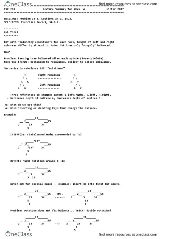 CSC263H1 Lecture Notes - Lecture 4: Avl Tree, Rotations In 4-Dimensional Euclidean Space, Rank thumbnail