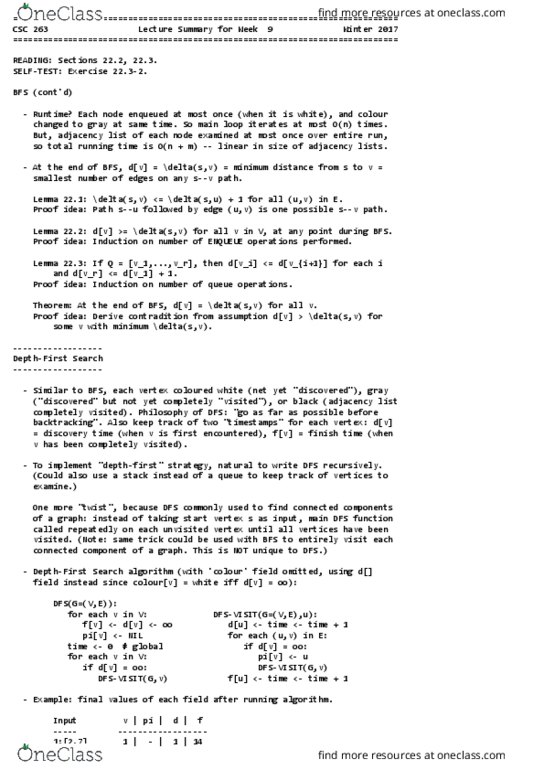 CSC263H1 Lecture Notes - Lecture 9: Adjacency List, Color Field, Search Algorithm thumbnail