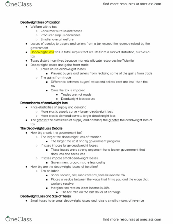 CAS EC 101 Lecture Notes - Lecture 11: Deadweight Loss, Market Distortion, Demand Curve thumbnail