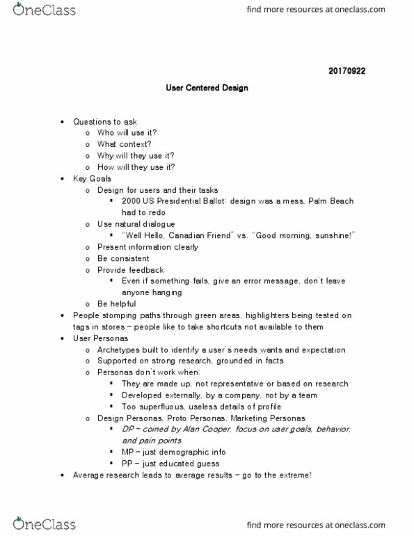 GBDA 103 Lecture Notes - Lecture 3: User-Centered Design thumbnail