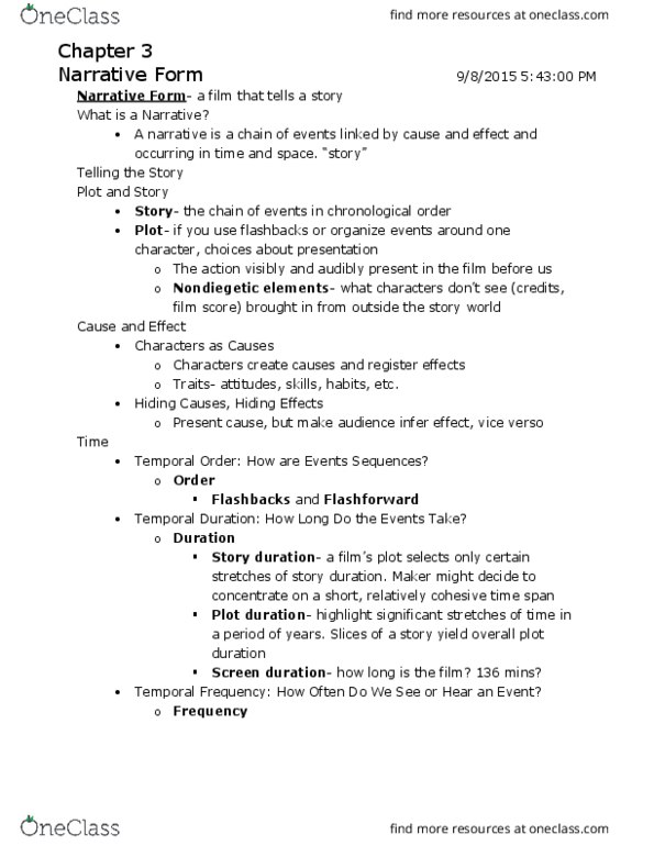 ENGFLM 0530 Lecture Notes - Lecture 3: In Medias Res, Whitespace Character, Recto And Verso thumbnail